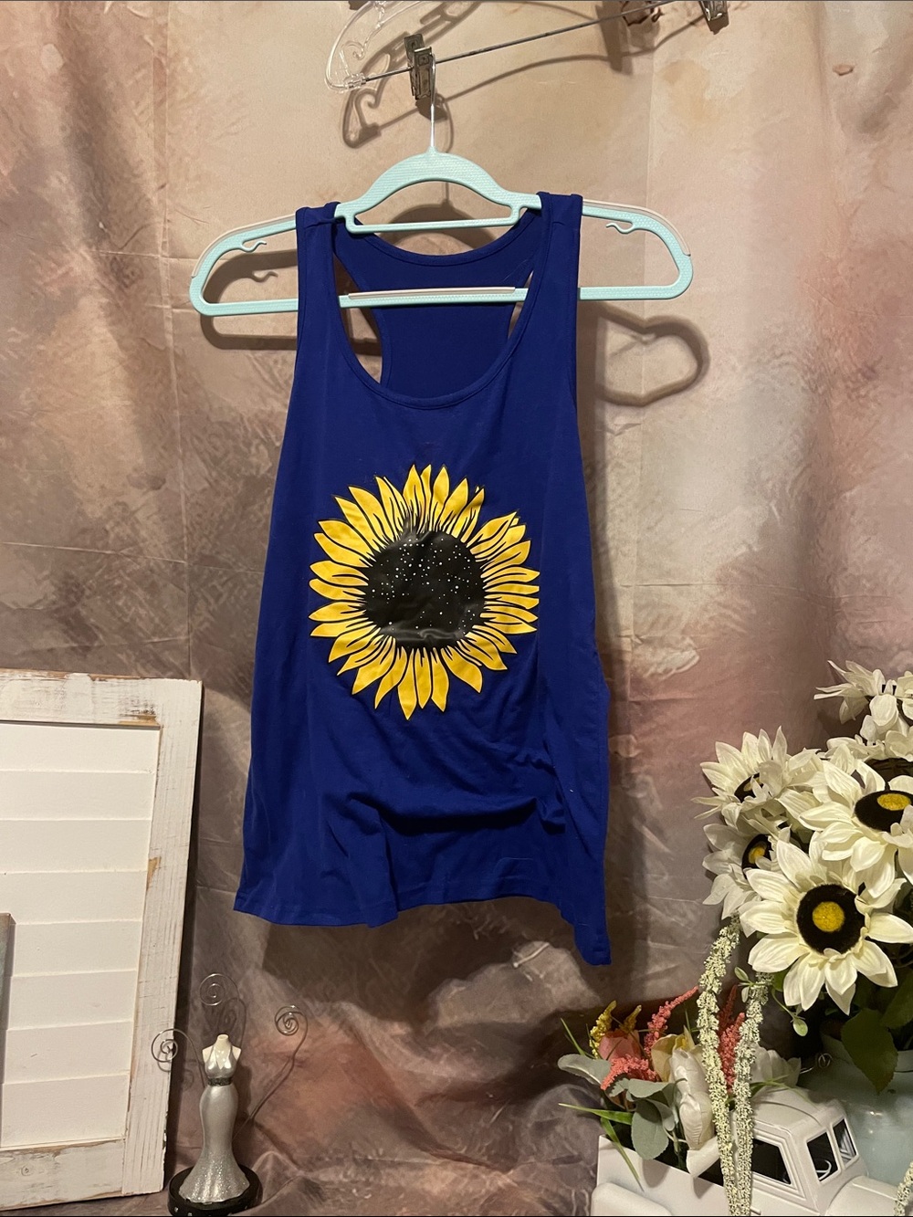 Source Unknown Royal Blue Sunflower Racerback Tank